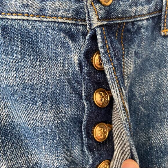 Tory Burch Cropped High Rise Straight Jeans size 29 Button Fly - Picture 9 of 10